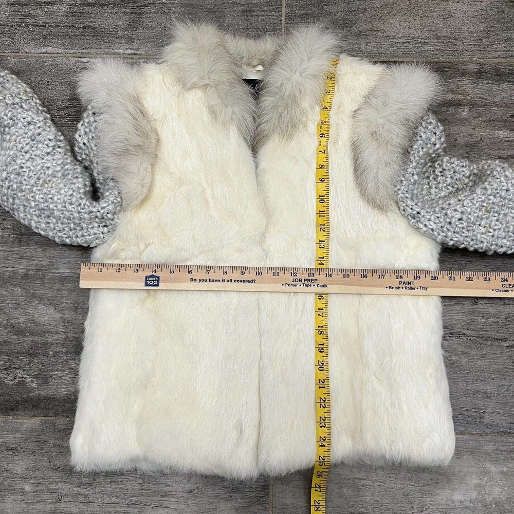 Vintage Niki Natural Rabbit Fur Jacket Chunky Knit Sleeves Women’s M Medium READ - Picture 3 of 13